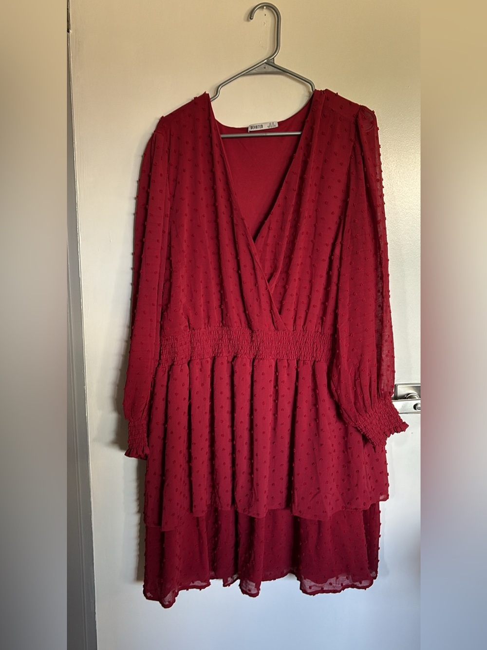 Crimson V-Neck Dress